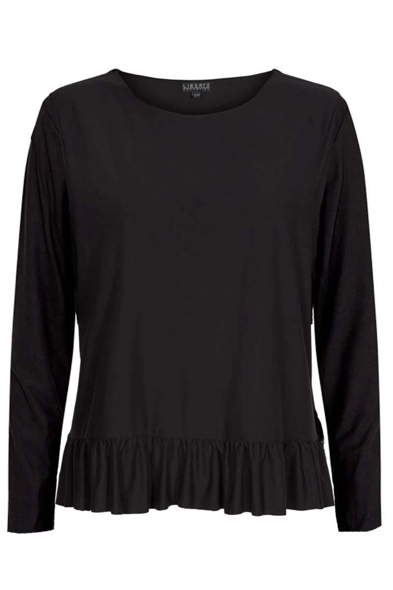 Alma LS Frill T-shirt | Black | Langærmet t-shirt fra Liberté - Image 6