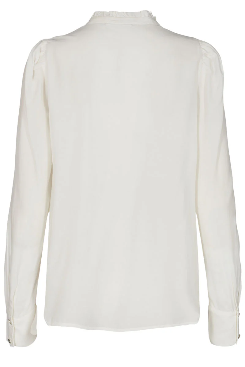 April Shirt | Off White | Bluse med flæse fra Freequent - Image 3
