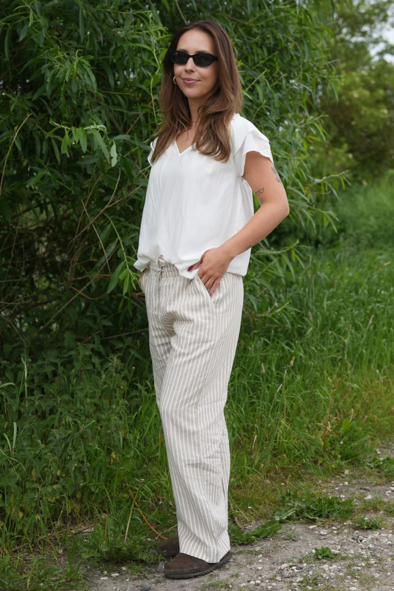 Lava Pants 204430 | Simply Taupe w. Off-White | Bukser fra Freequent - Image 3