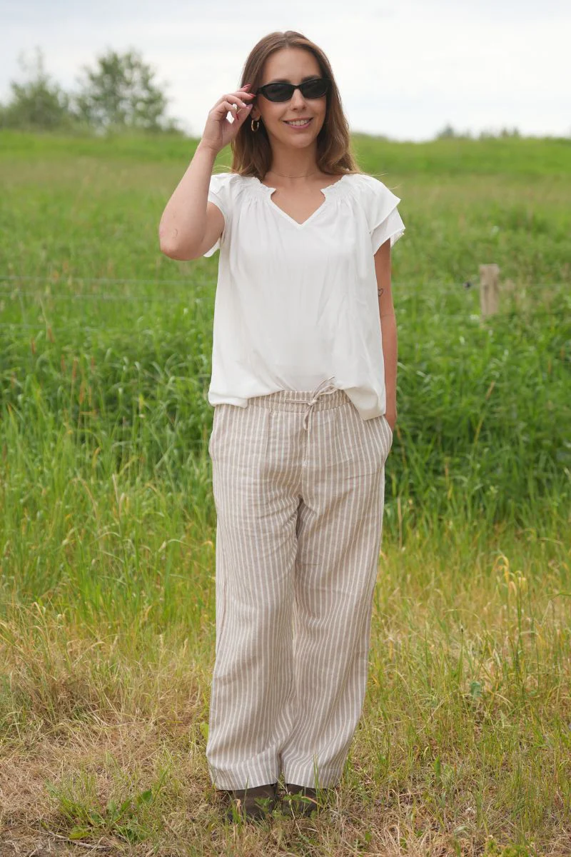 Lava Pants 204430 | Simply Taupe w. Off-White | Bukser fra Freequent - Image 8