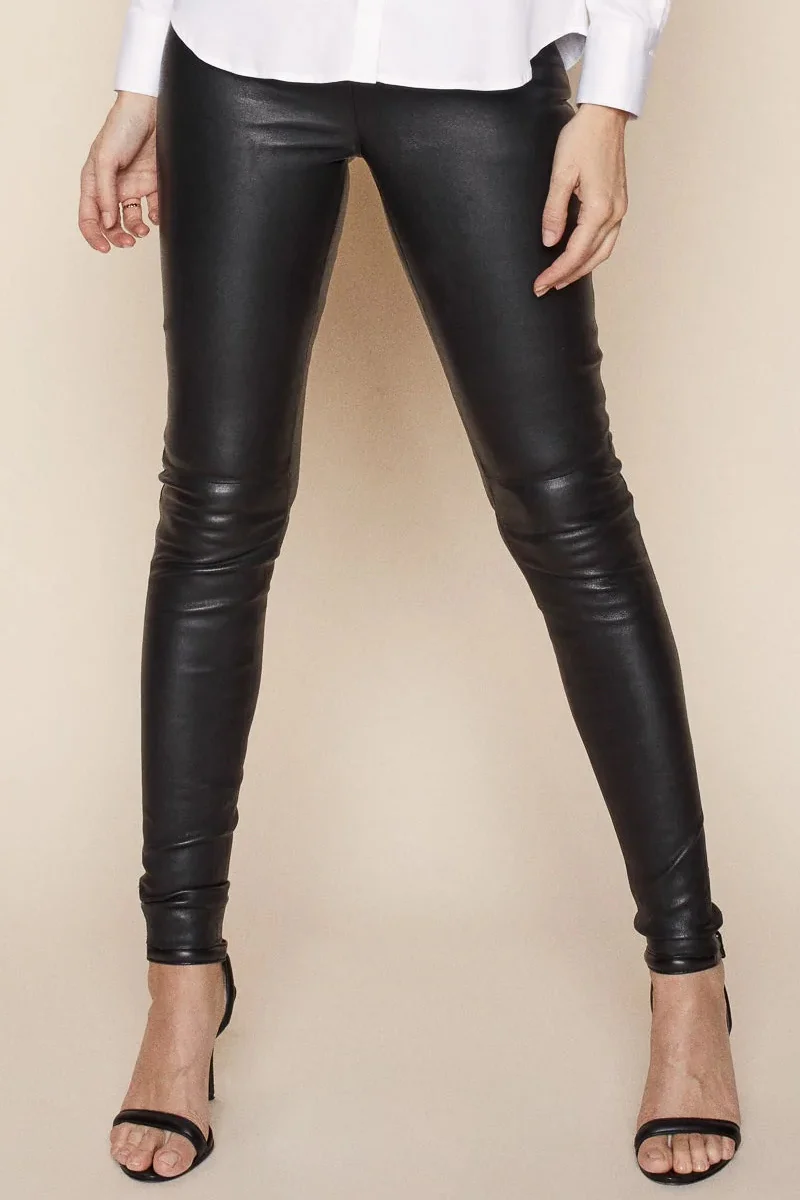 Lucille Stretch Leather Legging | Sort | Læder leggings fra Mos Mosh - Image 7