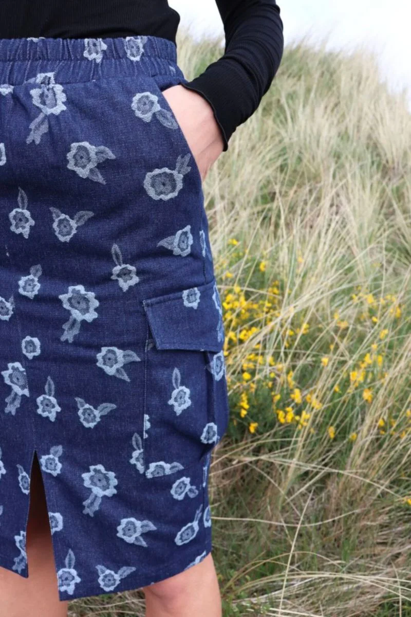 Mitty Cargo Skirt | Denim Flower | Nederdel fra Liberté - Image 5
