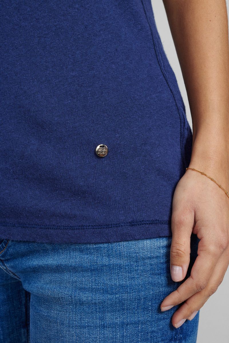 Troy Tee SS | Navy | Basis t-shirt fra Mos Mosh - Image 9