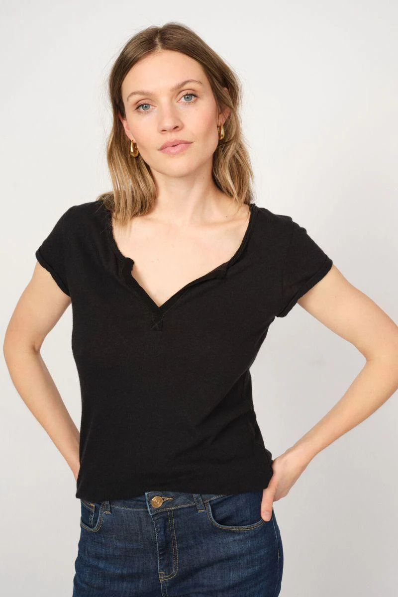 Troy Tee SS | Black | Sort basis t-shirt fra Mos Mosh - Image 4