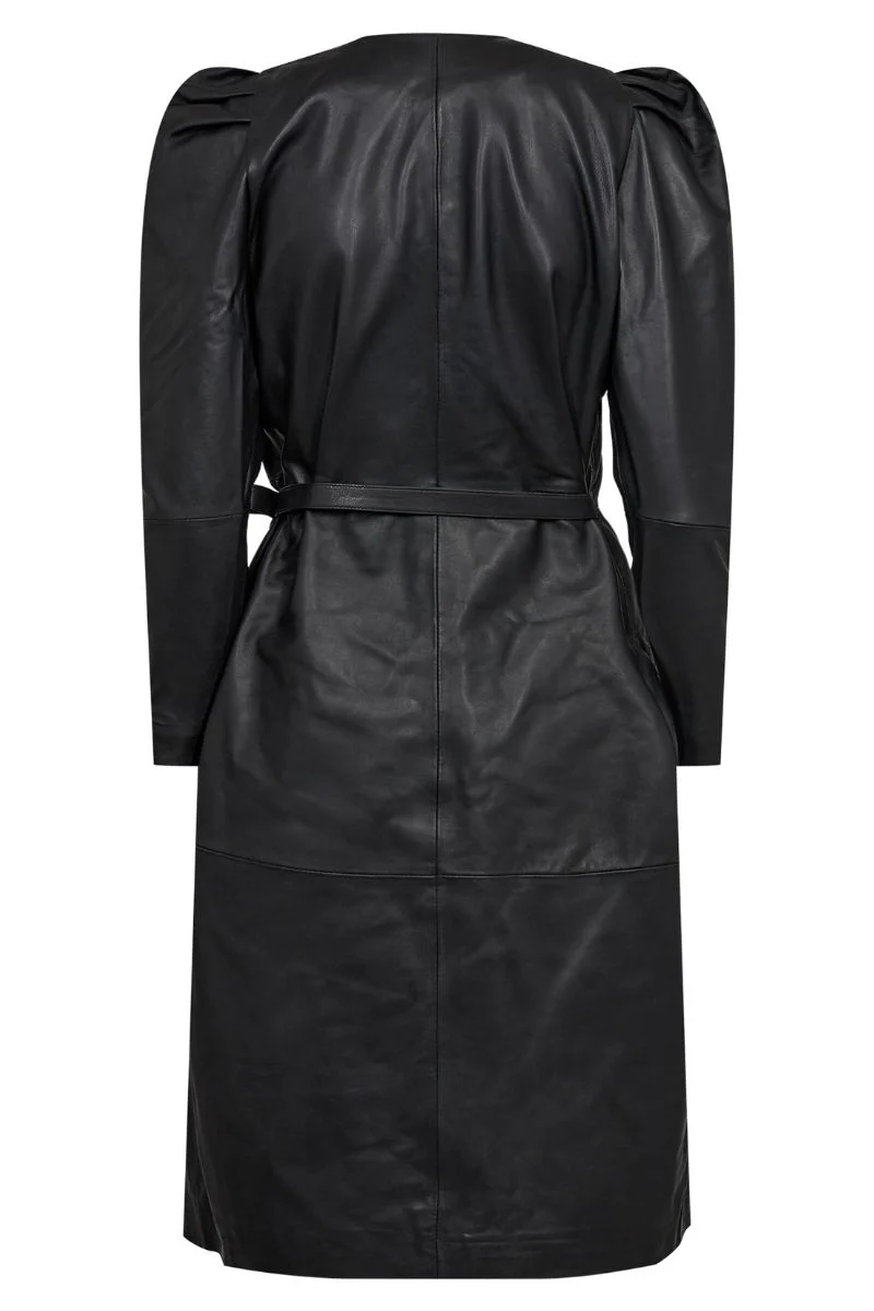 Phoebe Leather Wrap Dress | Black | Kjole fra Co'couture - Image 4