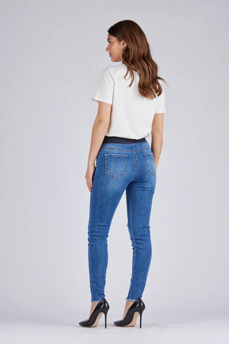 Shantal Pant Ankle Broken | Medium blue | Denim ankel leggings fra Freequent - Image 3
