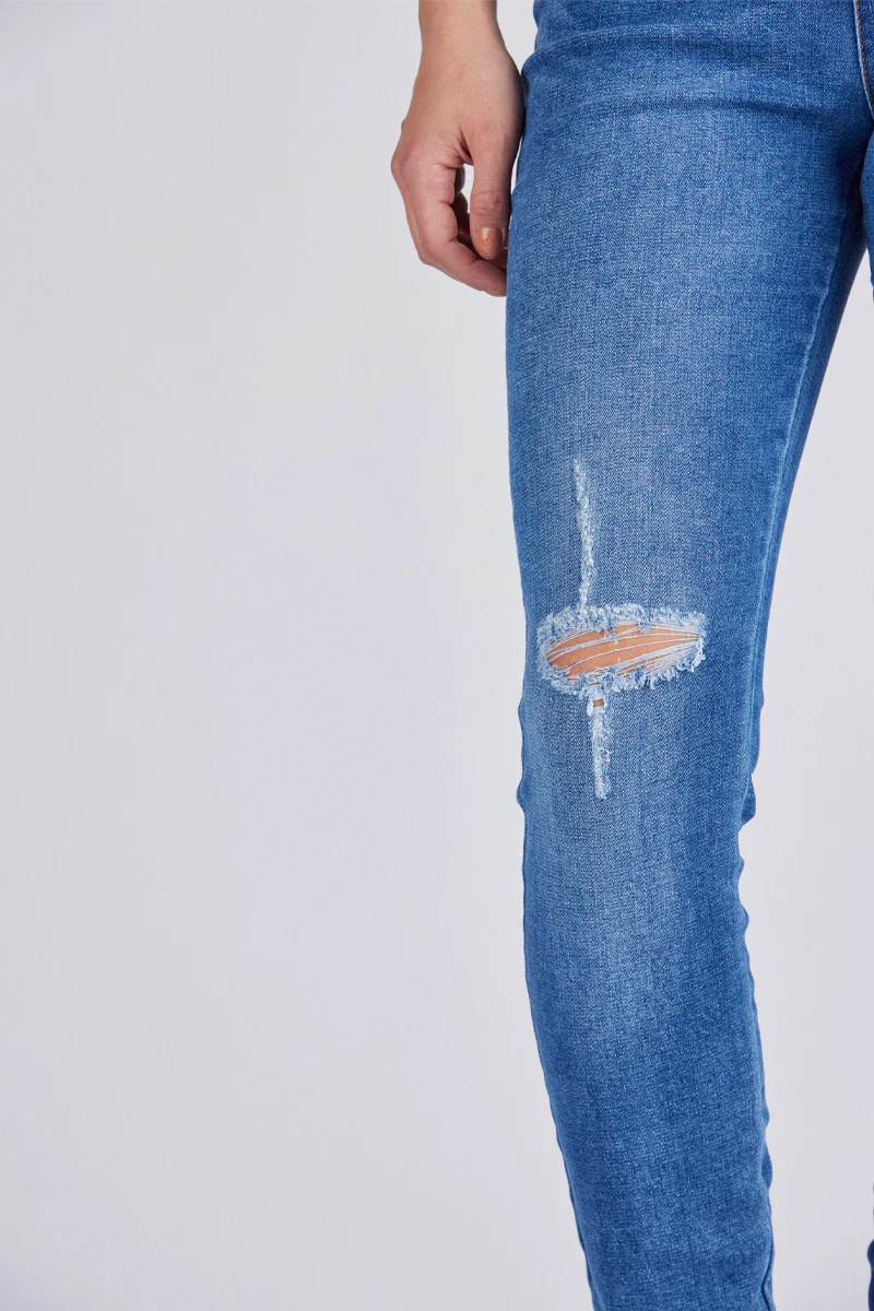 Shantal Pant Ankle Broken | Medium blue | Denim ankel leggings fra Freequent - Image 4
