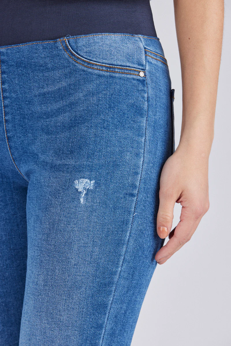 Shantal Pant Ankle Broken | Medium blue | Denim ankel leggings fra Freequent - Image 5