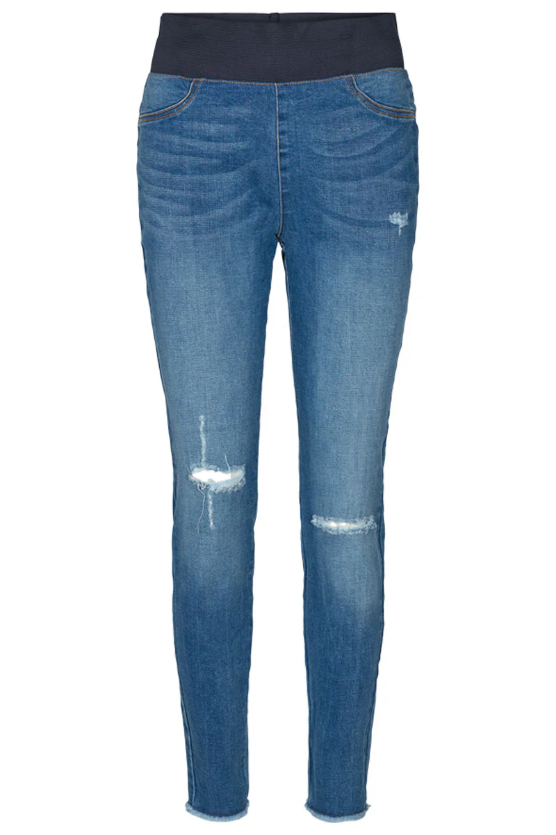Shantal Pant Ankle Broken | Medium blue | Denim ankel leggings fra Freequent - Image 7