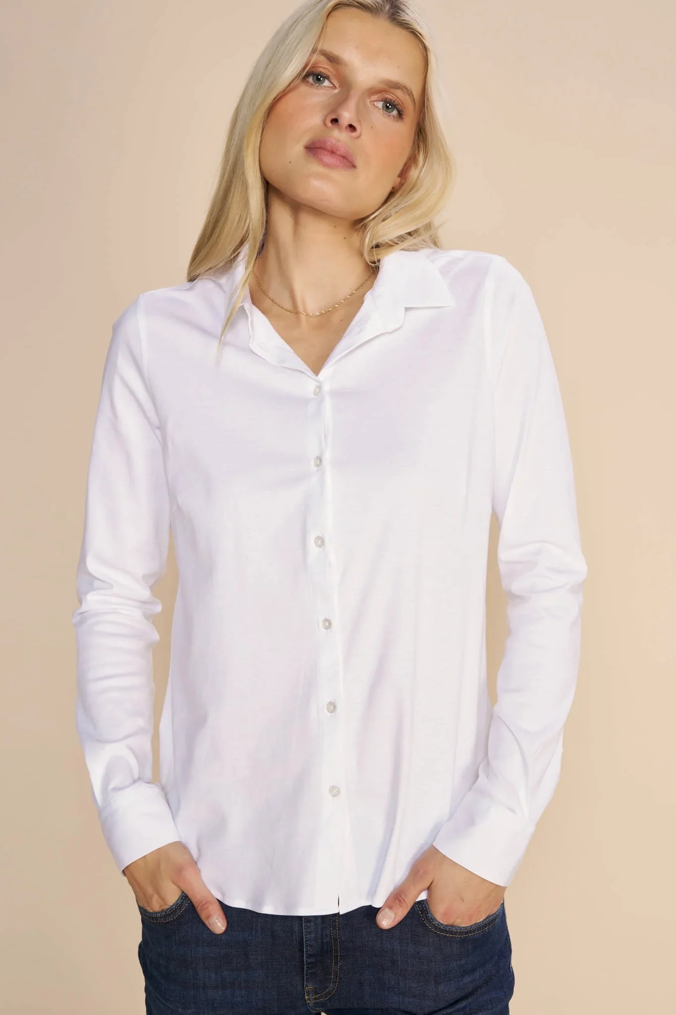 Tina Jersey Shirt | White | Jersey skjorte fra Mos Mosh - Image 12