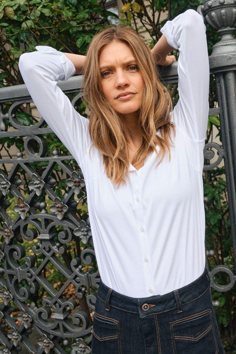 Tina Jersey Shirt | White | Jersey skjorte fra Mos Mosh - Image 8